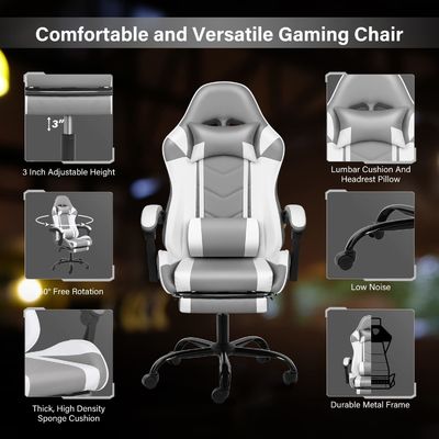 Item Weight 33 Pounds Gaming Chair with Footrest and Lumbar Support Fabric Ergonomic