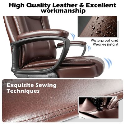High Back Computer Chair Brown 400LBS Big and Tall Managerial Executive Chair for Office