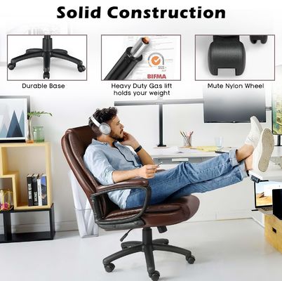 High Back Computer Chair Brown 400LBS Big and Tall Managerial Executive Chair for Office