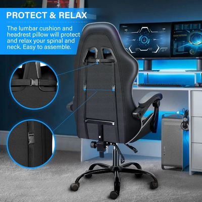 Mail Packing Ergonomic Video Gaming Chair with Footrest and Lumbar Support 33 Pounds
