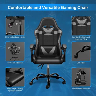 Mail Packing Ergonomic Video Gaming Chair with Footrest and Lumbar Support 33 Pounds