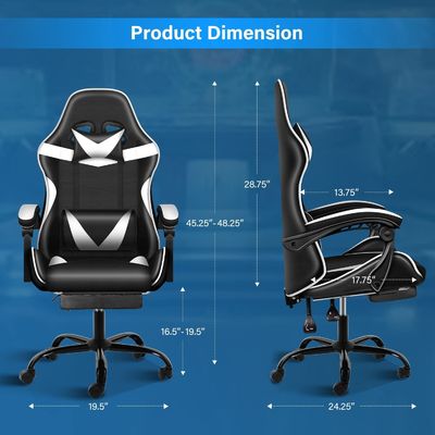 33 Pounds Fabric Ergonomic Computer Gaming Chair with Footrest and Lumbar Support