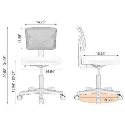Comfortable Low-Back Mesh Chair with Lumbar Support and Adjustable Seat Height
