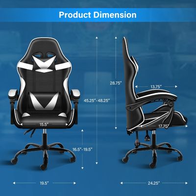 Plastic Seat Material Type Ergonomic Video Gaming Chair with Footrest and Lumbar Support