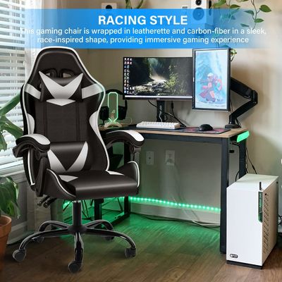 Plastic Seat Material Type Ergonomic Video Gaming Chair with Footrest and Lumbar Support