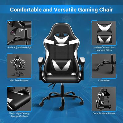 Plastic Seat Material Type Ergonomic Video Gaming Chair with Footrest and Lumbar Support