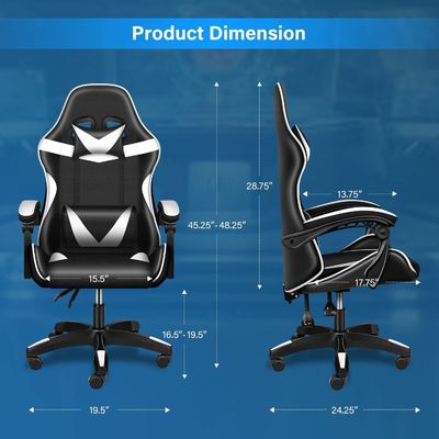 Plastic Seat Material Type Ergonomic Video Gaming Chair with Footrest and Lumbar Support