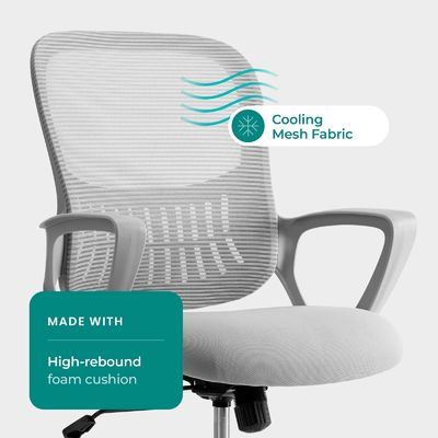 Materials Mid-Back Task Rolling Home Office Desk Chair with Wheels and Lumbar Support