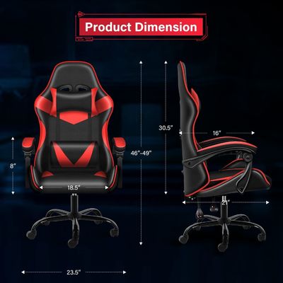 Plastic Seat Fabric Computer Gaming Chair with Footrest and Lumbar Support Ergonomic