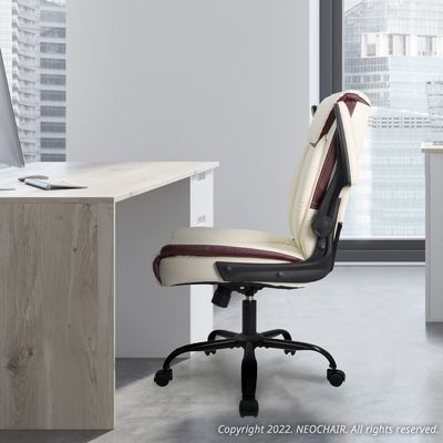 Adjustable Back Support Home Office Chair with Flip-up Armrest and Swivel Wheels