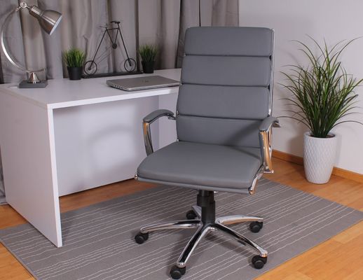 Back Executive Swivel Office Desk Chair with Ribbed Puresoft Upholstery and Lumbar Support