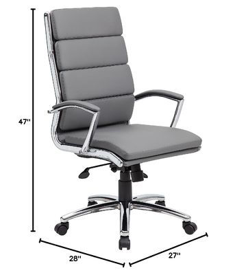 Back Executive Swivel Office Desk Chair with Ribbed Puresoft Upholstery and Lumbar Support