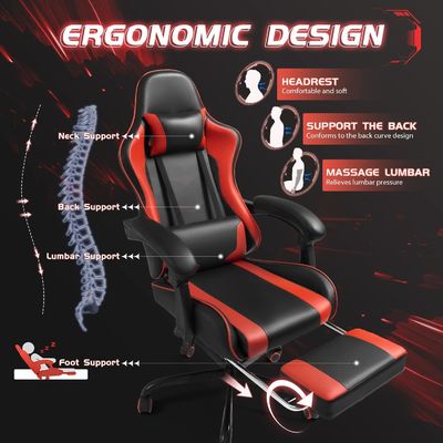 Swivel Chair ALINUNU Ergonomic Computer Gaming Chairs with Massage and Lumbar Support