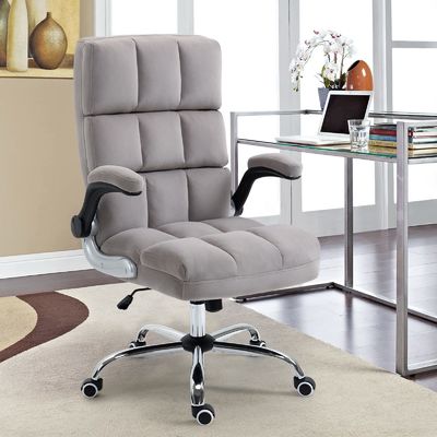 Home Office Computer Desk Task Chair with Wheels Mid-Back Adjustable Swivel Metal Type