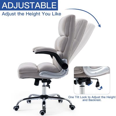 Home Office Computer Desk Task Chair with Wheels Mid-Back Adjustable Swivel Metal Type