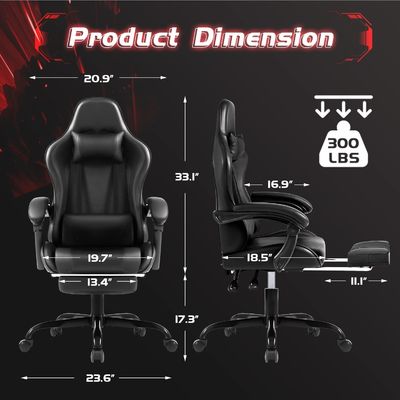 Modern Style Ergonomic Computer Gaming Chair with Footrest and Massage Lumbar Support