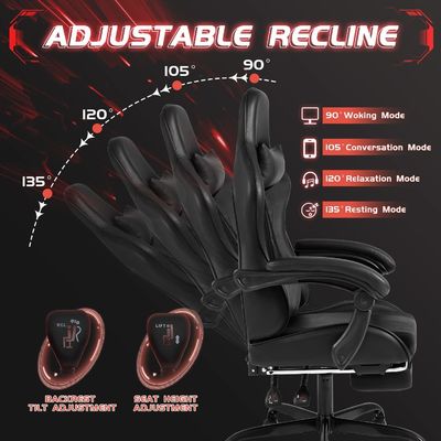 Modern Style Ergonomic Computer Gaming Chair with Footrest and Massage Lumbar Support