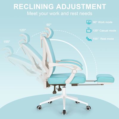 360 Swivel High Back Office Chair with Adjustable 2D Lumbar Support and Footrest