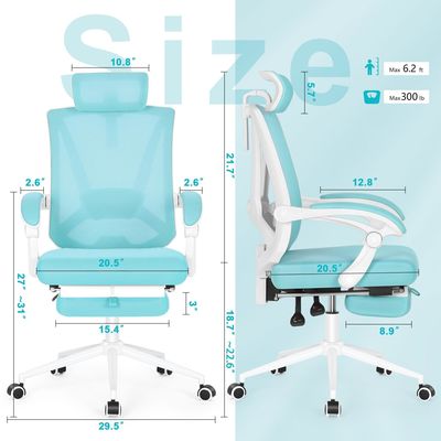 360 Swivel High Back Office Chair with Adjustable 2D Lumbar Support and Footrest
