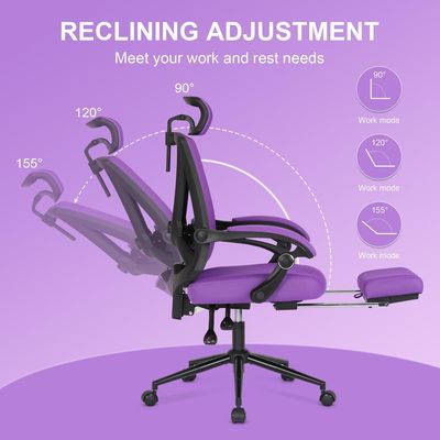 Acceptable OEM ODM High Back Office Chair with Adjustable 2D Lumbar Support and Footrest