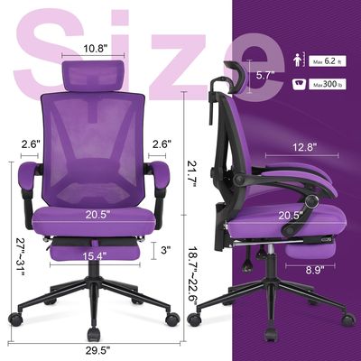 Acceptable OEM ODM High Back Office Chair with Adjustable 2D Lumbar Support and Footrest