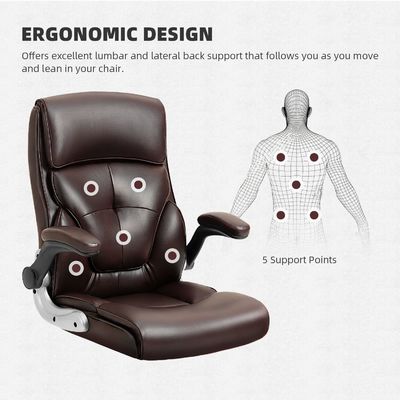 Metal Type High Back Home Office Desk Chair with Lumbar Support and Linen Fabric