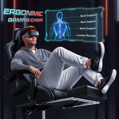 Synthetic Leather Racing Gaming Chair with Massage Lumbar Support and 360 Swivel Seat