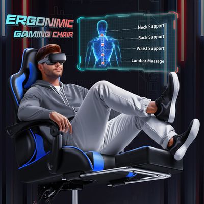Synthetic Leather Racing Gaming Chair with Massage Lumbar Support and 360 Swivel Seat