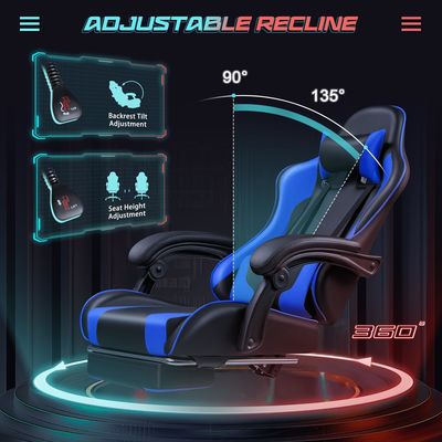 Synthetic Leather Racing Gaming Chair with Massage Lumbar Support and 360 Swivel Seat