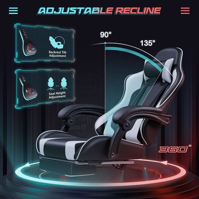 Racing Gaming Chair with Massage Lumbar Support and 360 Swivel Seat 18.5&quot;D x 23.61&quot;W x 50.4&quot;H