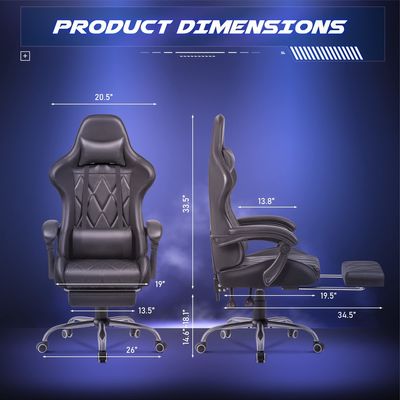 Computer Game Room Racing Gaming Chair with Footrest and Massage Lumbar Support High Back