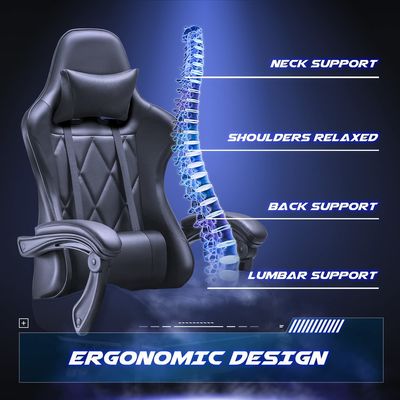 Computer Game Room Racing Gaming Chair with Footrest and Massage Lumbar Support High Back