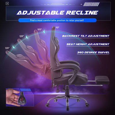 Computer Game Room Racing Gaming Chair with Footrest and Massage Lumbar Support High Back