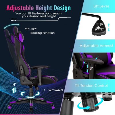 ALINUNU Racing Ergonomic Gaming Chair with Adjustable Lumbar Support and Sponge Padding