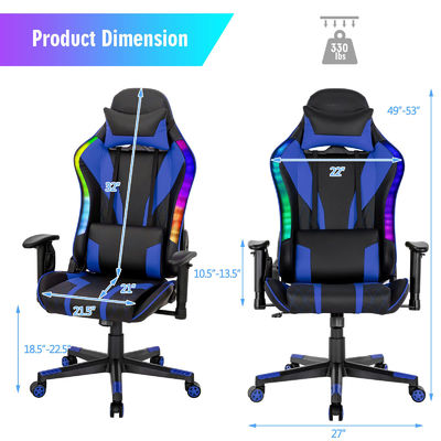 ALINUNU Metal Type Aluminum Racing Ergonomic Gaming Chair with Adjustable Lumbar Support