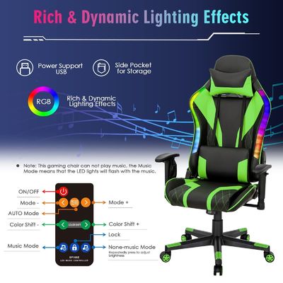 Comfortable Ergonomic RGB Gaming Chair with Adjustable Design and RGB LED Lights