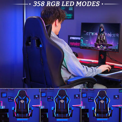 Customized Color Ergonomic Gaming Chair with LED Lights Footrest and Swivel Style
