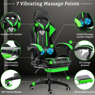 Modern Design ALINUNU Ergonomic Computer Massage Gaming Chair with LED Lights and Footrest