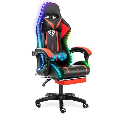 39.75 Pounds Ergonomic Computer Massage Gaming Chair with LED Lights and Footrest