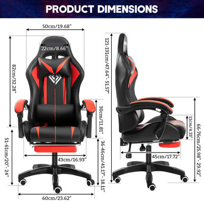 39.75 Pounds Ergonomic Computer Massage Gaming Chair with LED Lights and Footrest