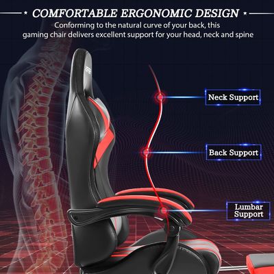 39.75 Pounds Ergonomic Computer Massage Gaming Chair with LED Lights and Footrest