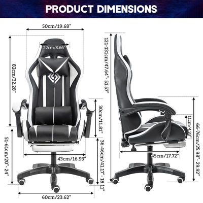 ALINUNU Faux Leather Ergonomic Computer Massage Gaming Chair with LED Lights and Footrest