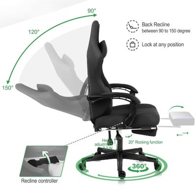 Customize Big and Tall Gaming Chair with Footrest 360 Swivel Height Adjust Recliner
