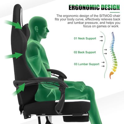 Customize Big and Tall Gaming Chair with Footrest 360 Swivel Height Adjust Recliner