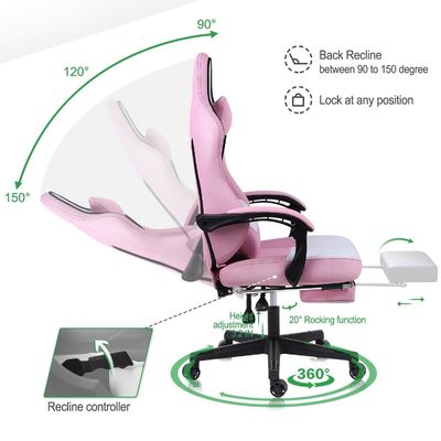 Modern Design Synthetic Leather Ergonomic Computer Gaming Chair with Footrest ALINUNU