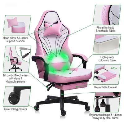 Modern Design Synthetic Leather Ergonomic Computer Gaming Chair with Footrest ALINUNU