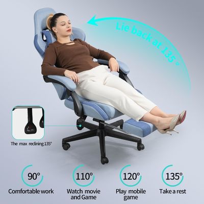 ALINUNU Iron Metal Type Swivel Chair Computer Gaming Chair with Footrest and Massage
