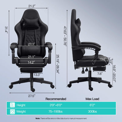 Ergonomic Adjustable Desk Computer Gaming Chair with Footrest Massage Customized Color