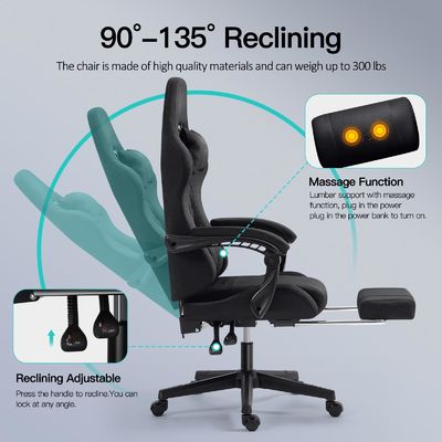 Ergonomic Adjustable Desk Computer Gaming Chair with Footrest Massage Customized Color