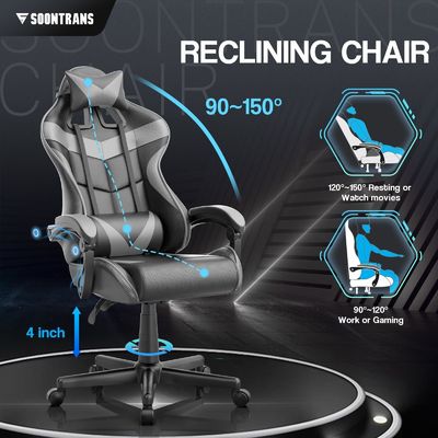 Metal Type Iron Ergonomic Gamer Chair with Massage and Adjustable Height